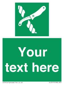 Custom sign safe condition Liferaft knife